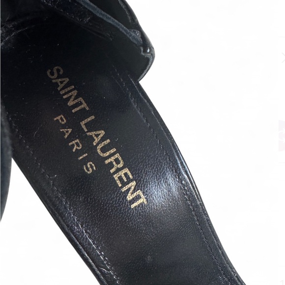 YSL Black Feather Lace-Up Stiletto Sandals - Picture 5 of 10